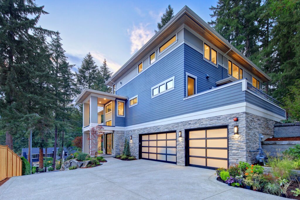 house with repaired garage doors