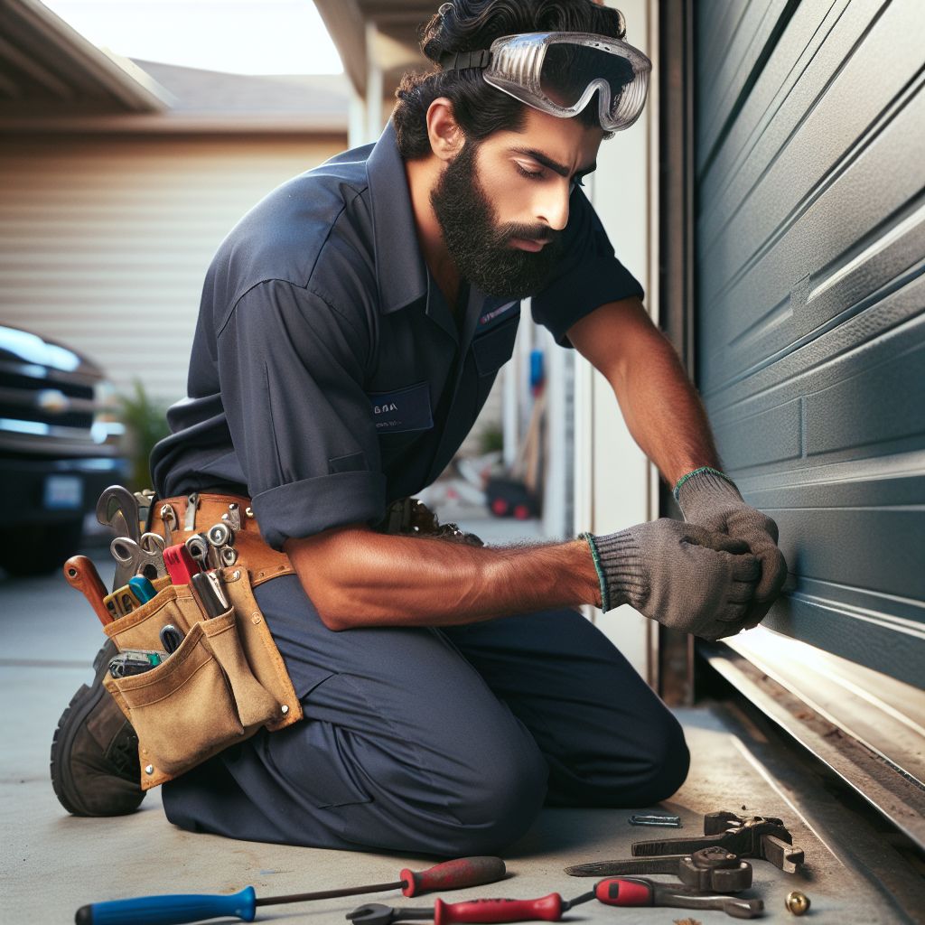 man doing 24 hour garage door repair service