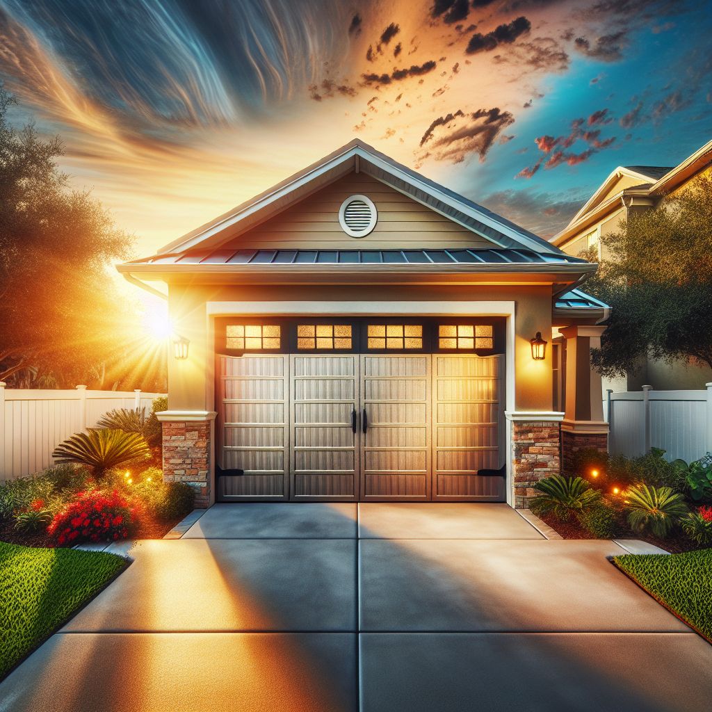 beatiful garage door in a new house