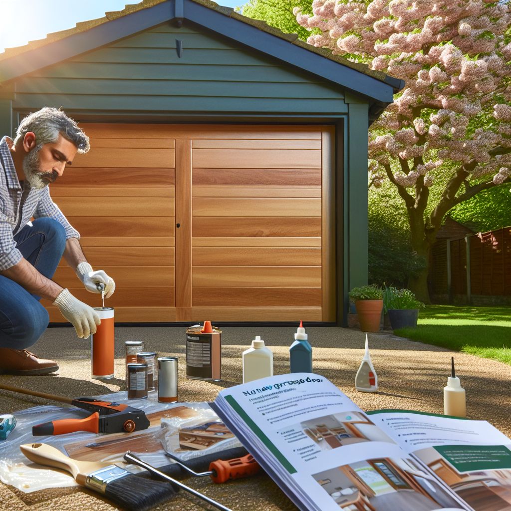 man works on garage door 