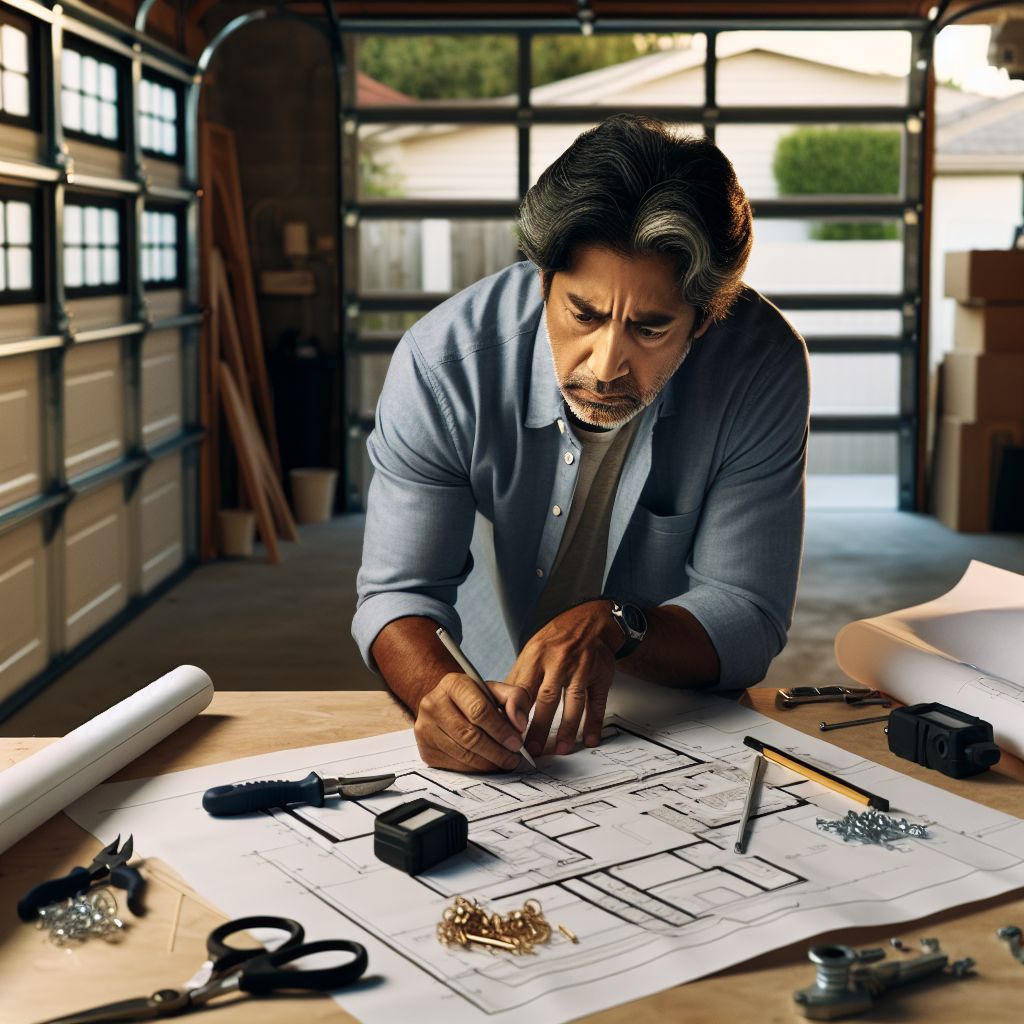 man is planning two car garage installation in sunrise