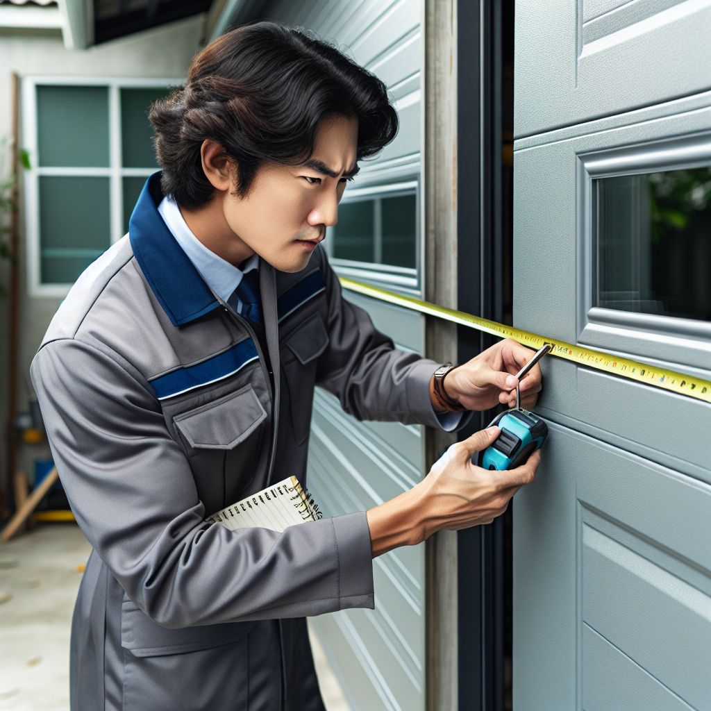 man measuring garage door